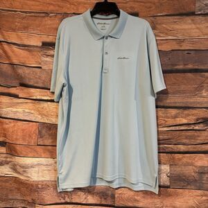 Eddie Bauer FreeDry Mens TXL Polo Shirt Light Blue Tall Performance Golf XL Tall